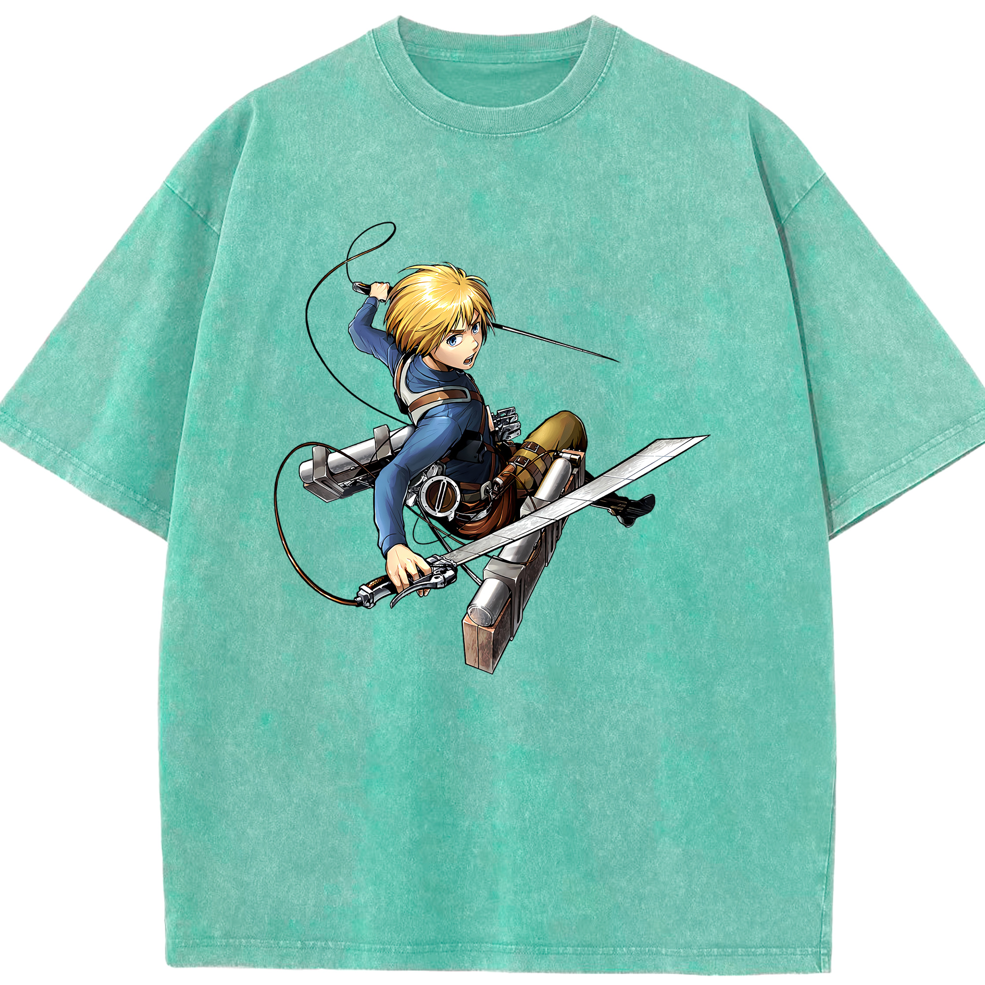 （画像用） 進撃の巨人 アルミン·アルレルト Attack on Titan Armin Arlert 綿100% ヴィンテージ風 半袖Tシャツ（フロントプリント）